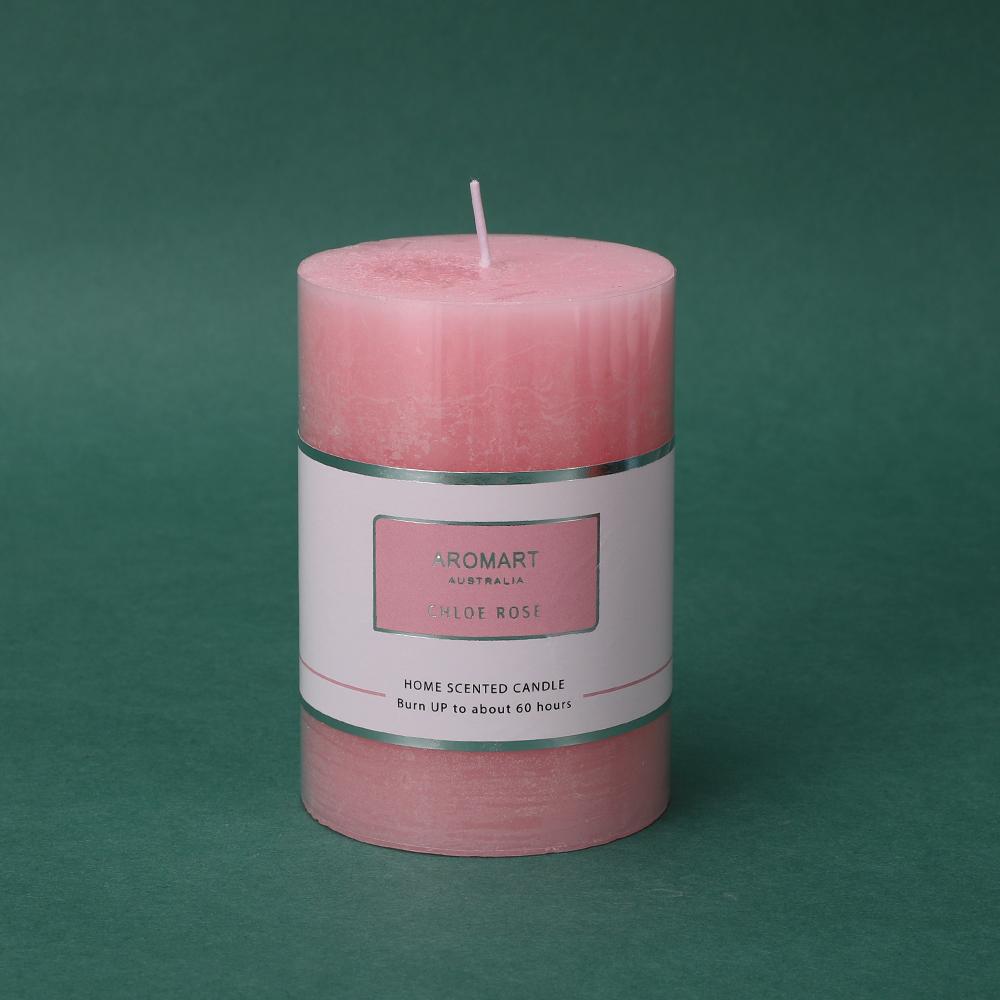 Baby Pink Pillar Candle 7X10Cm - Chloe Rose