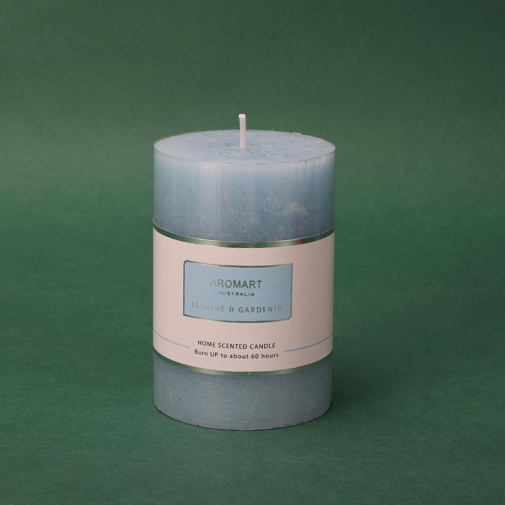 Blue Pillar Candle 7X10Cm Jasmine & Garden Neobeeqld