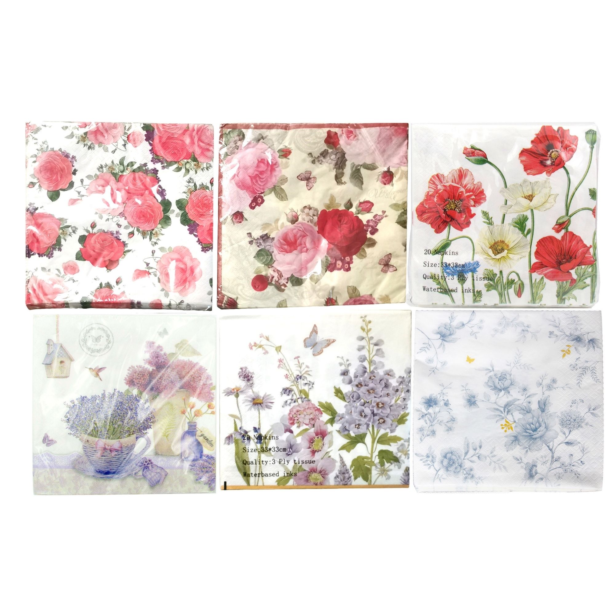 6/A Floral Napkins 20/Pk 33*33Cm Neobeeqld
